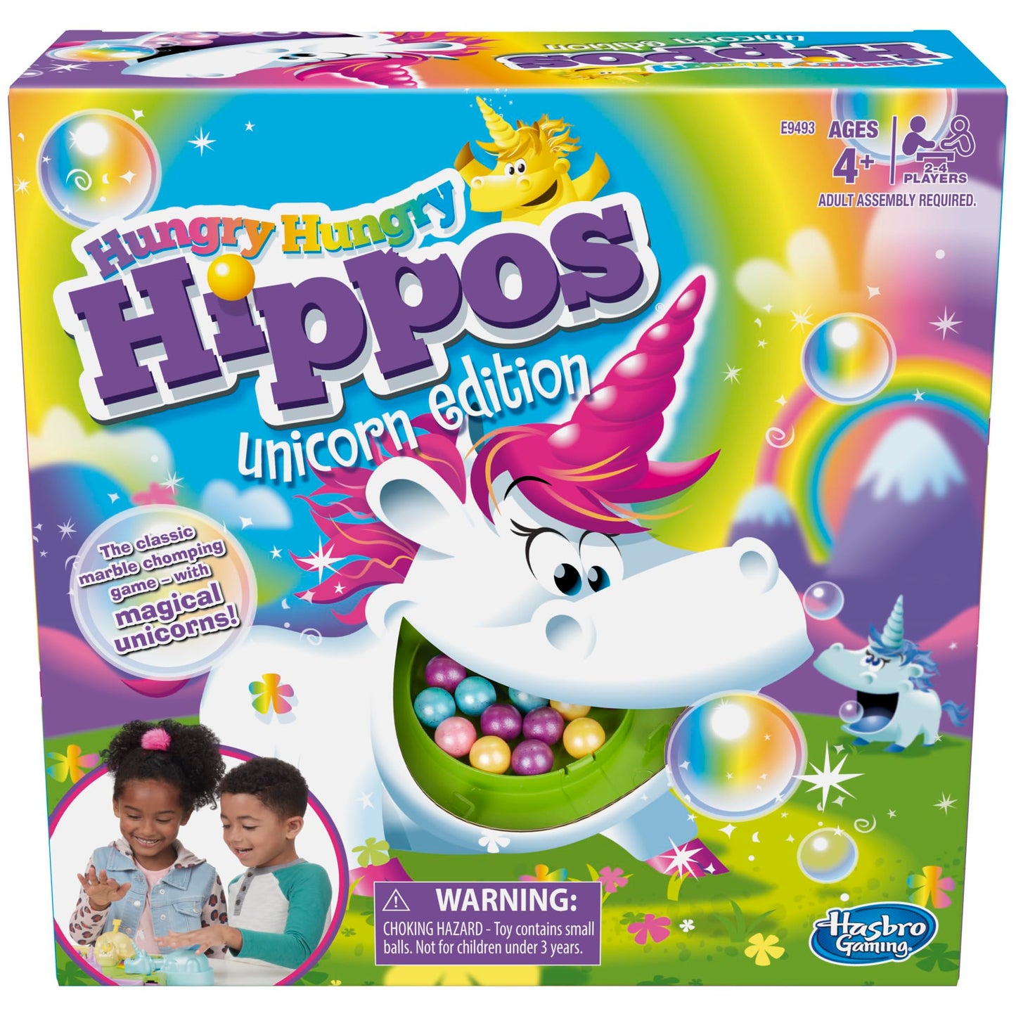 Hasbro Gaming Hungry Hippos Unicorn Edition Pre-School Board Game for Kids Ages 4 and Up; 2-4 Players (Amazon Exclusive)