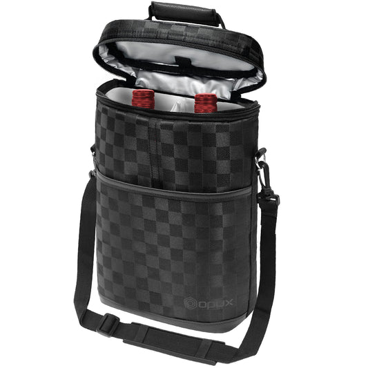 opux 2 Bottle Wine Carrier Tote, Insulated Leakproof Wine Cooler Bag, Wine Travel Bag Tote for Picnic BYOB Beach, Portable Wine Bottle Carrying Case, Gift for Wine Lover Women Men Christmas