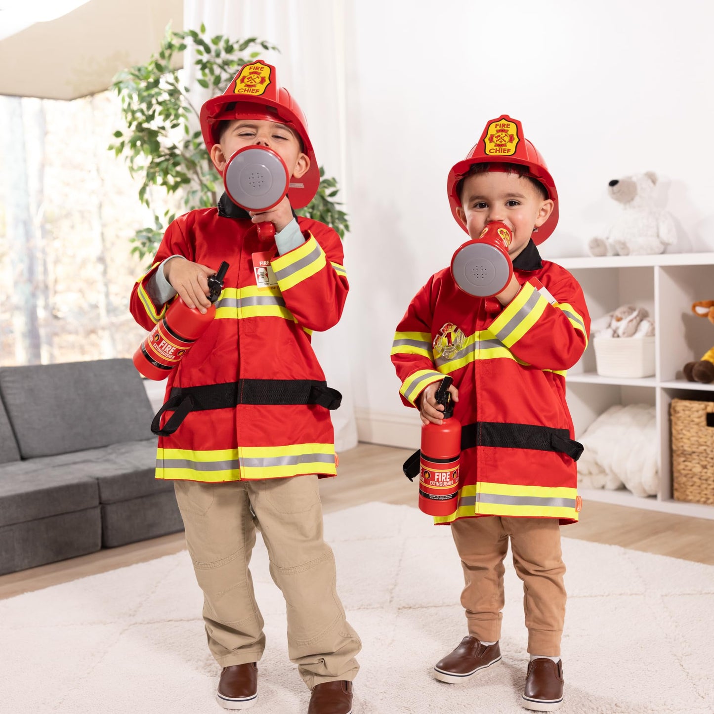 Melissa & Doug Fire Chief Role Play Costume Dress-Up Set, Pretend Play Firefighter Outfit with Realistic Accessories for Kids and Toddlers Ages 3+