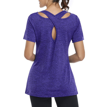 Kimmery Womens Summer Tops 2025 Womens Workout Tops for Women 2025 Womens Shirts for Women Shirts Casual Summer L Purple