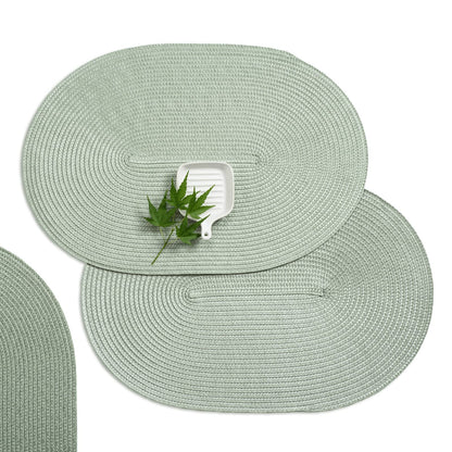 AHHFSMEI Placemats Set of 6 for Dining Table Washable Woven Vinyl Non-Slip 18x12 inches Placemat Heat-Resistant Durable Table Mats for Dining Table Easy to Clean (Sage Green, 6)