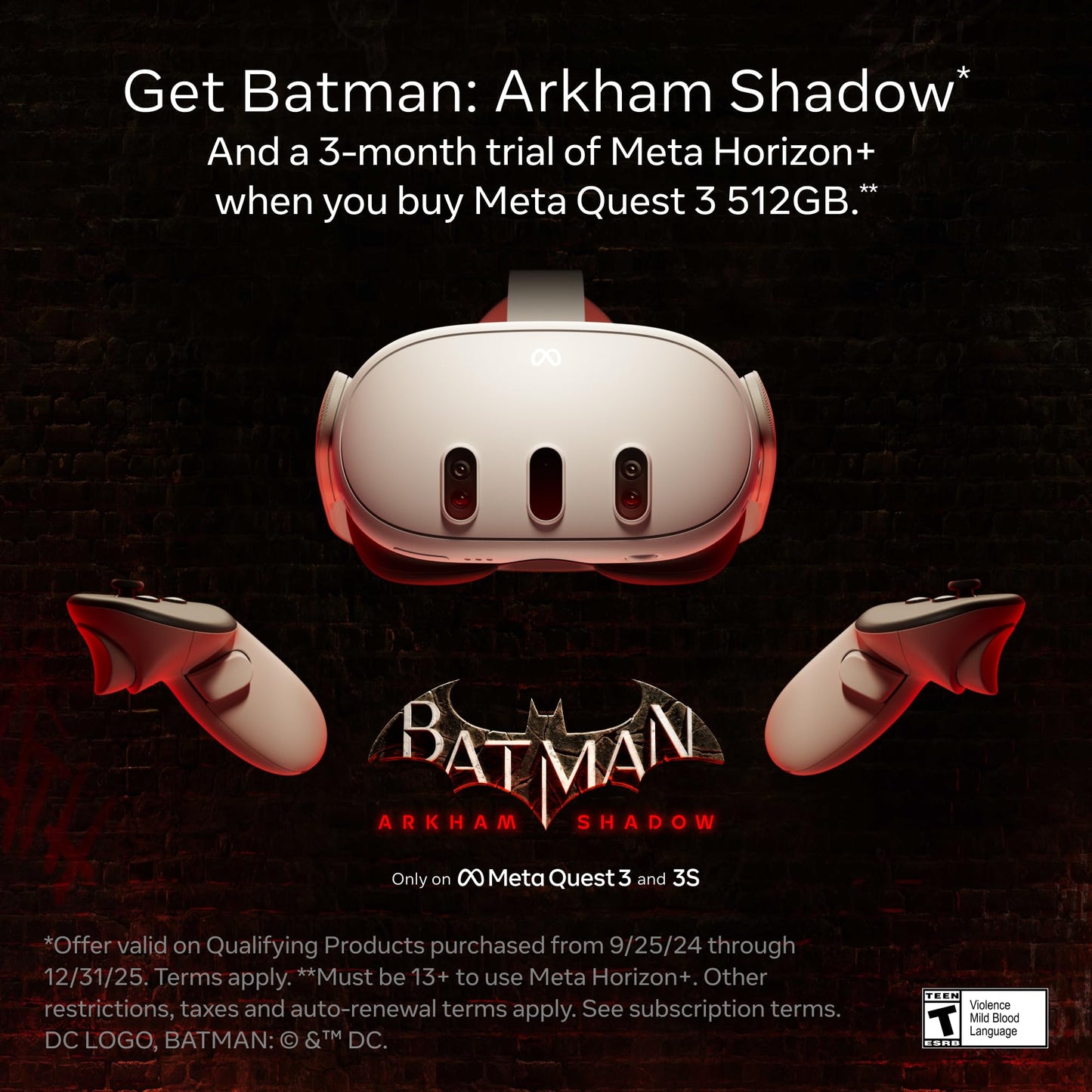 Meta Quest 3 512GB | Thirty Percent Sharper Resolution — 2X Graphical Processing Power — Play Without Wires — Get Batman: Arkham Shadow and a 3-Month Trial of Meta Horizon+ Included