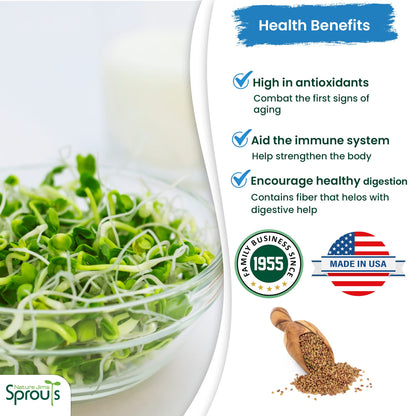 Nature Jims Sprouts alfalfa Seeds – 16 Oz Organic Sprouting Seeds – Non-GMO Premium Alfalfa Seeds – Resealable Bag for Longer Freshness – Rich in Vitamins, Minerals, Fiber