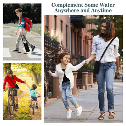 Nuovoware Water Bottle Carrier Bag, Premium Neoprene Portable Insulated Water bottle Sling Holder Bag 750ML with Adjustable Shoulder Strap for Men Women Hiking, Sling Bottle Bag Case, Black