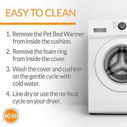 K&H Pet Products Thermo-Kitty Bed Heated Cat Beds for Large Indoor Cats & Dogs, Calming Warming Pillow Pet Bed, Machine Washable, Removable Heater, Safety Listed - Large 20" Round Mocha/Tan