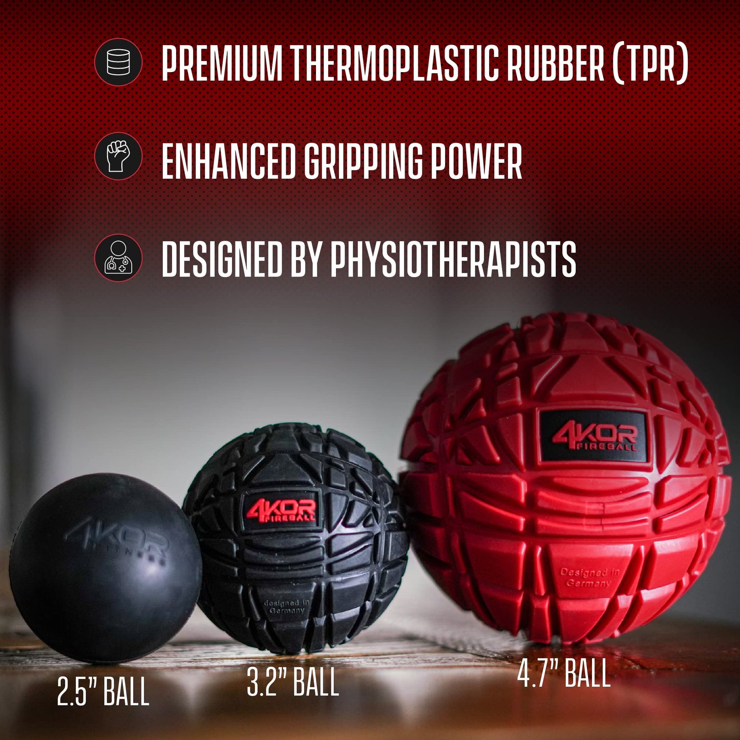 4KOR Massage Balls for Trigger Point Therapy - Myofascial Release Ball - Muscle Relief for Back, Neck, Shoulder, Foot Pain - Fitness Massage Balls for Mobility - Deep Tissue Release Ball