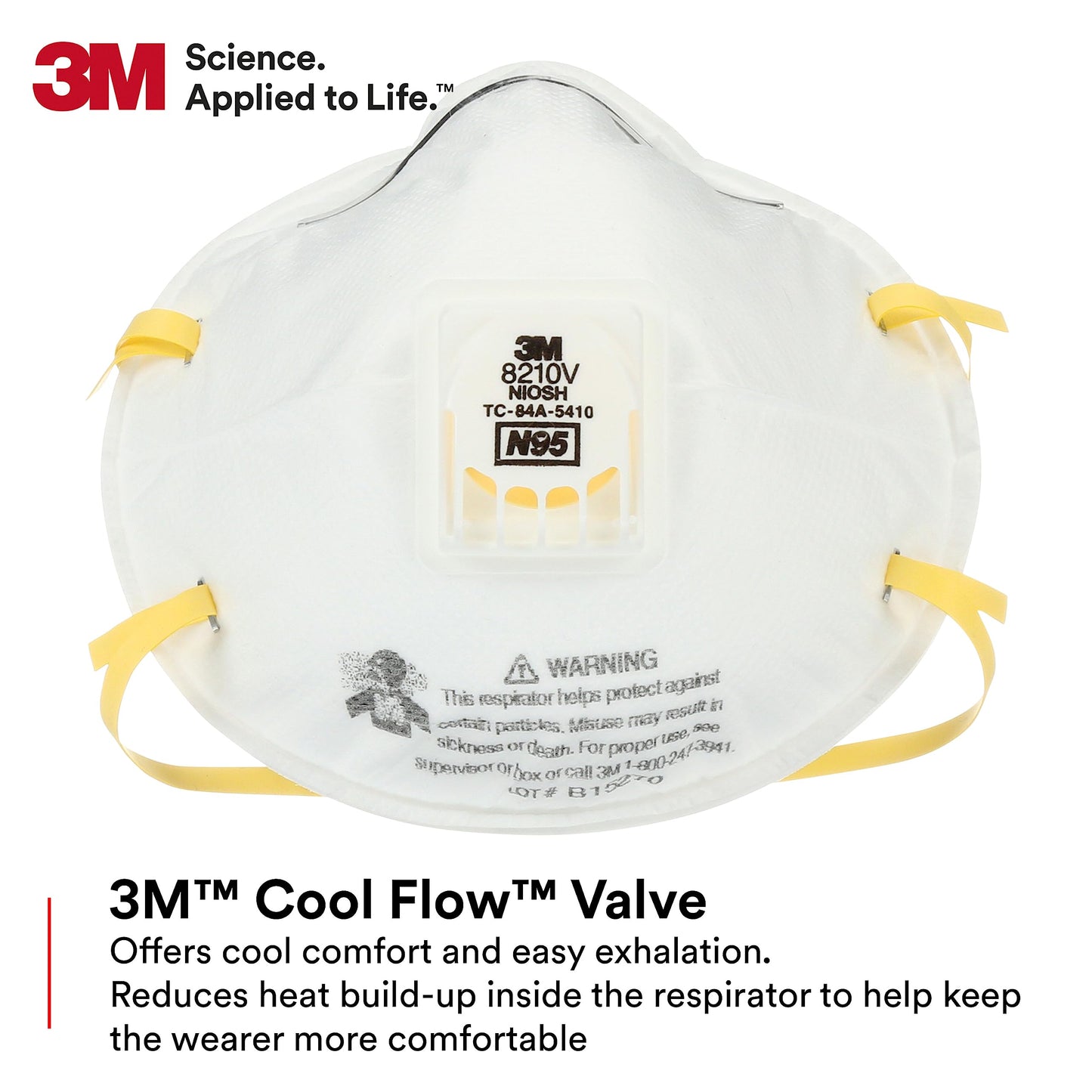 3M Particulate Respirator 8210V with Cool Flow Valve, Pack of 80, NIOSH APPROVED, Disposable, Smoke, Grinding, Sanding, Sawing, Sweeping, Woodworking, Dust