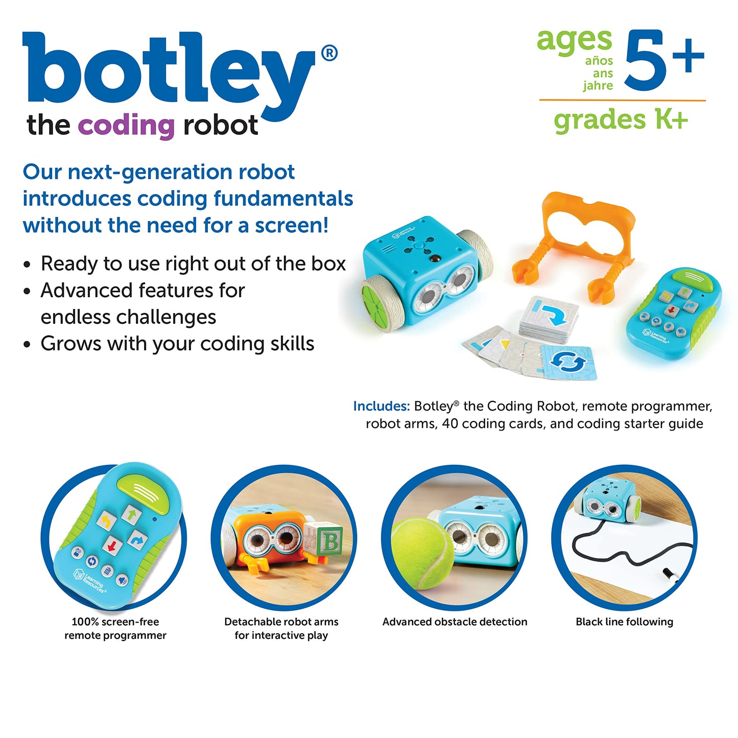 Learning Resources Botley the Coding Robot - Code Games for Boys and Girls, Robotics for Kids, STEM Programming, Scientific Building Toys, Engineering Gift Set