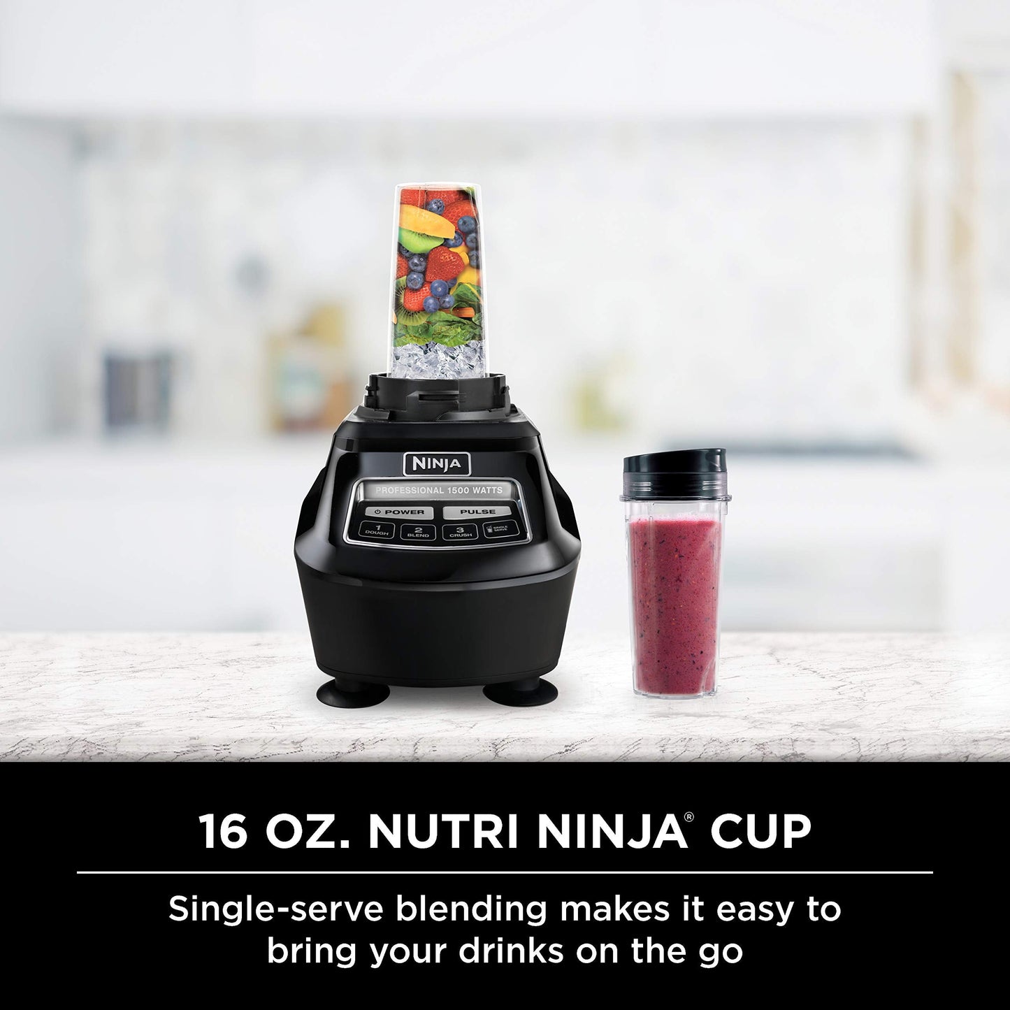Ninja Mega Kitchen System, 1500W, 72 oz. Full-Size Blender & 8-Cup Food Processor with (2) 16 oz. To-Go Cups, Total Crushing Technology - Smoothies, Ice Crushing, Purees, Dough & More, Black, BL770