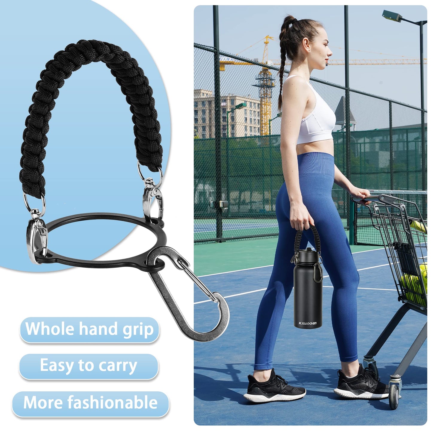 KXIAOCHEN Insulated Water Bottle, Stainless Steel Water Bottle, 2 Lids (Straw and Handle Lid),Wide Mouth Metal Water Bottles Keep Hot and Cold, Double Walled, Thermo Mug, Metal Canteen