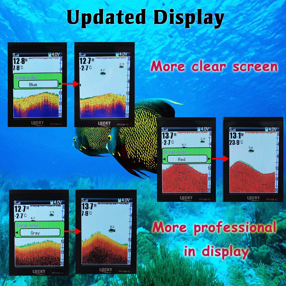 LUCKY Portable Fish Finder Handheld Kayak Fish Finders Wired Fish Depth Finder Sonar Sensor Transducer for Boat Fishing Sea Fishing