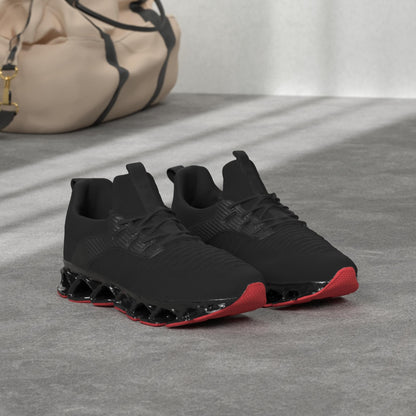 Men's Slip on Walking Running Shoes Blade Tennis Casual Fashion Sneakers Comfort Non Slip Work Sport Athletic Trainer Black/Red