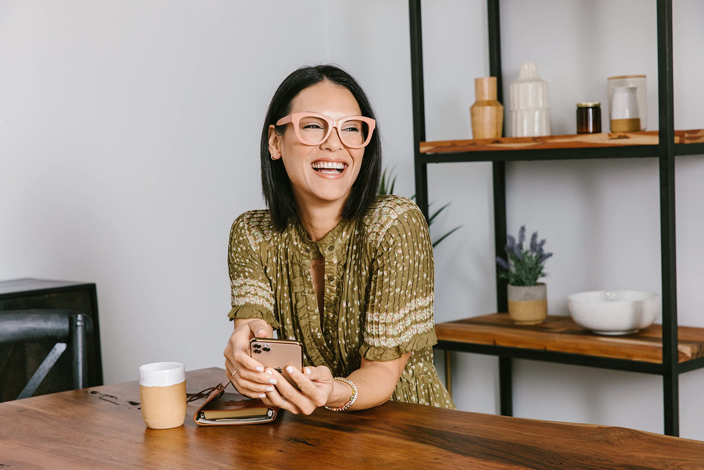 Peepers by PeeperSpecs Women's Center Stage Oversized Blue Light Blocking Reading Glasses, Blush, 51 + 0