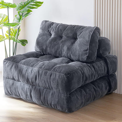 MAXYOYO Folding Sofa Bed, Convertible Sleeper Chair with Pillow Foldable Mattress with Back Support, Portable Fold Out Chair Bed Comfy Floor Sofa Lounge for Living Room Bedroom, Dark Grey, Single