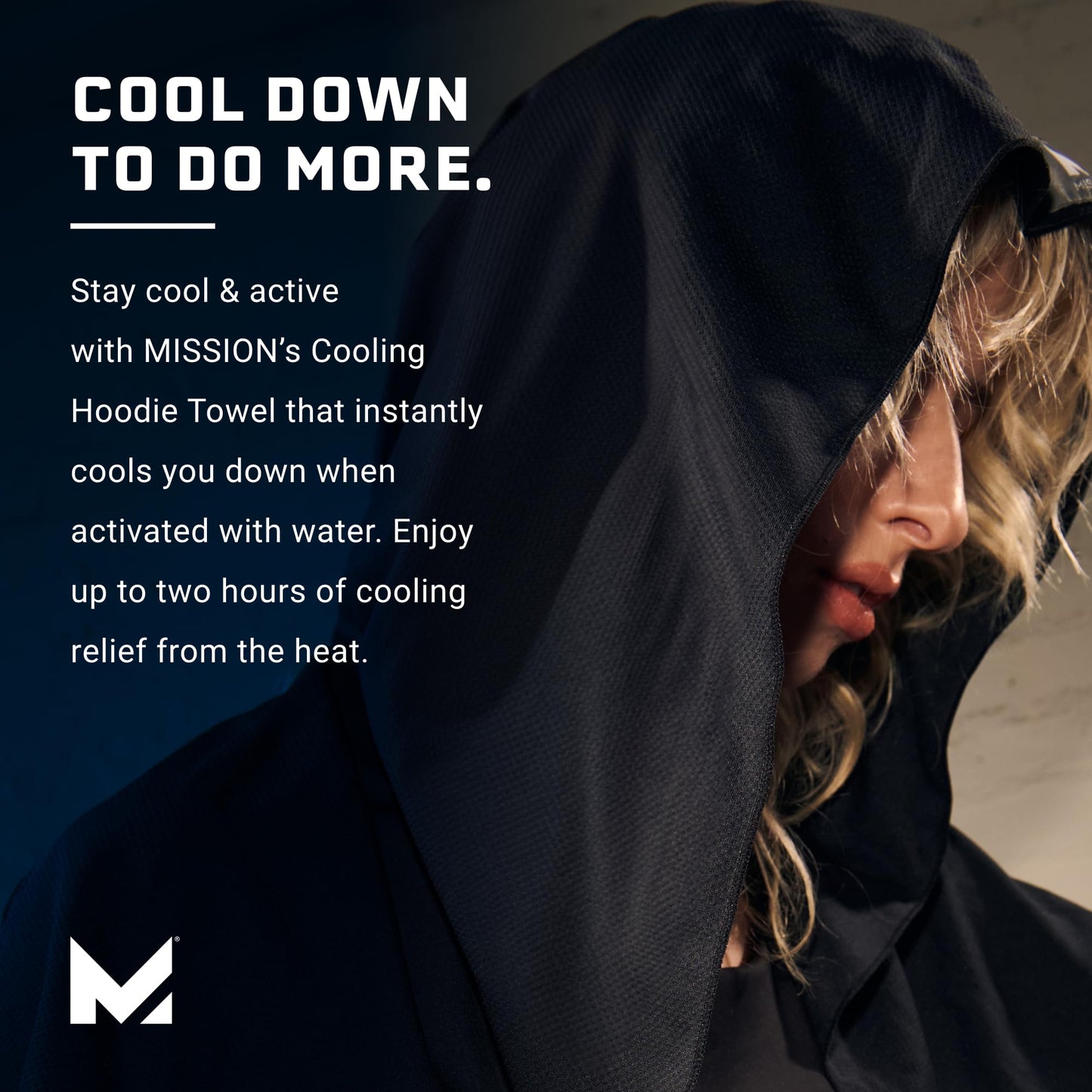 MISSION Cooling Hoodie Towel, Mission Blue - Soft, Durable Microfiber - Cools Up to 2 Hours - UPF 50 Sun Protection - Machine Washable
