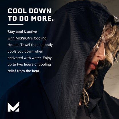 MISSION Cooling Hoodie Towel, Mission Blue - Soft, Durable Microfiber - Cools Up to 2 Hours - UPF 50 Sun Protection - Machine Washable