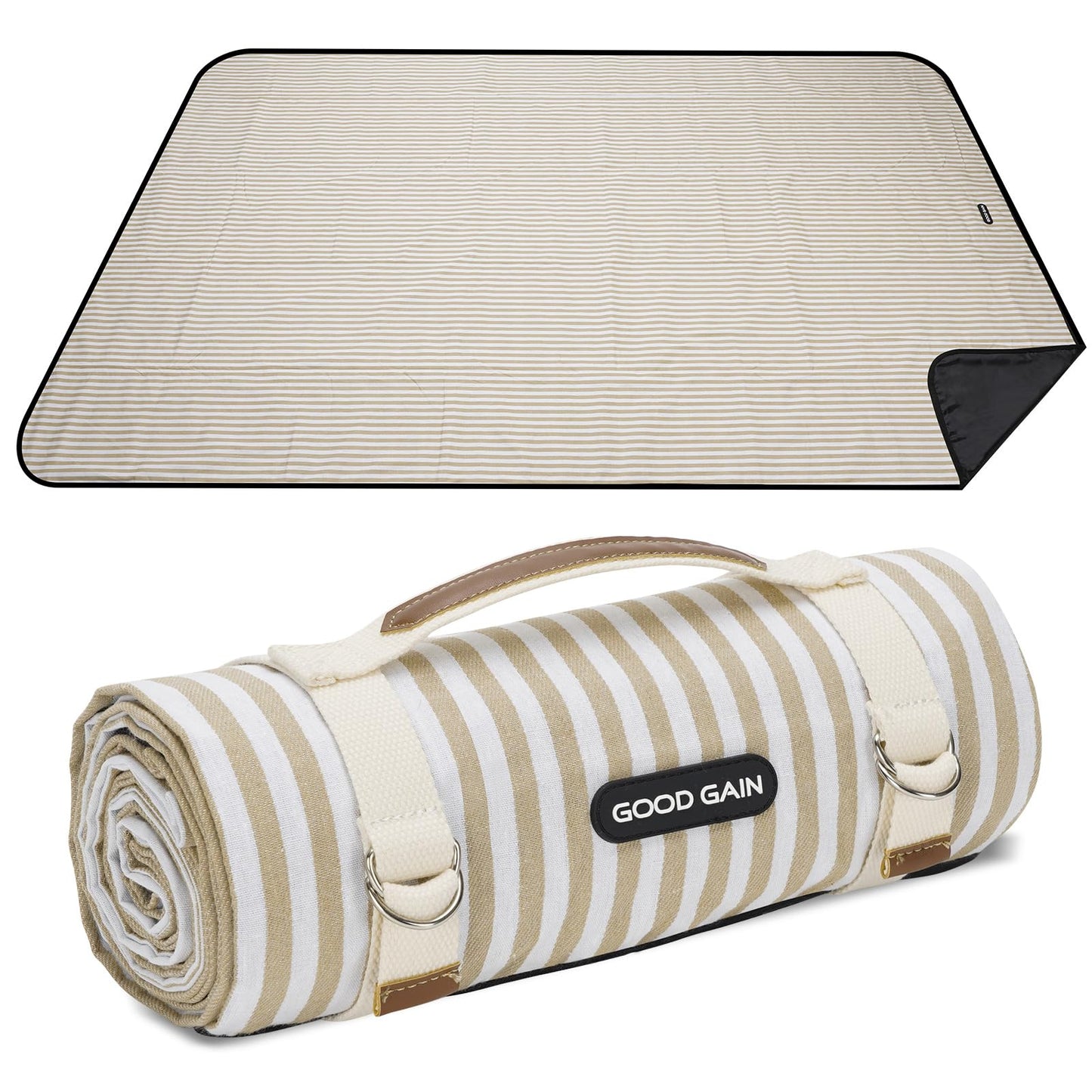 Picnic Blankets Waterproof Extra Large - Outdoor Blanket Sand Free Foldable with Carry Strap for Beach, Camping, Park Grass, Hiking, Travel, Concerts, Indoor (Sand Yellow)