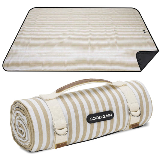 Picnic Blankets Waterproof Extra Large - Outdoor Blanket Sand Free Foldable with Carry Strap for Beach, Camping, Park Grass, Hiking, Travel, Concerts, Indoor (Sand Yellow)