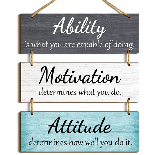 Jetec Office Wall Decor Inspirational Rustic Motivational Plaques with Sayings Wooden Hangings Ability Sign Bathroom for Home Office Art Decoration(Fresh Color)