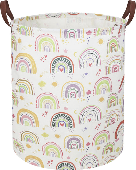 NTAOHAMPER Colorful Rainbow Laundry Hamper,kids laundry Basket,Girls Nursery Hamper,Waterproof Storage Bin for Bedroom,Clothes Organizer Basket,Toys Box,Room Decor(Colorful Rainbow)