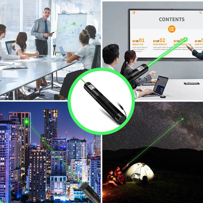 MEUSNO Green Laser Pointer, Green Laser Pointer High Power Rechargeable Strong Long Range Laser Beam Flashlight Laser Light Pointer Pen, Rechargeable Laser Pointer for Presentations Outdoor