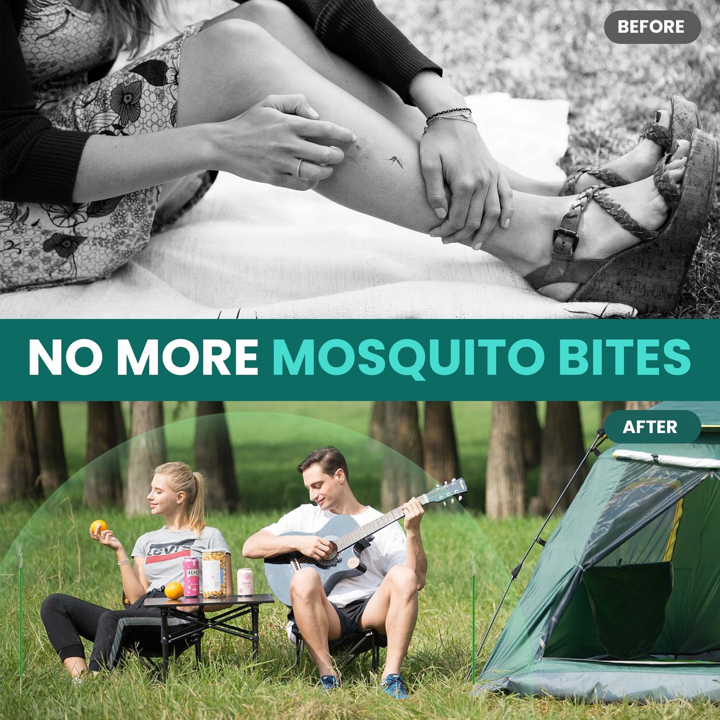 Mosquito Repellent Outdoor Patio (120 PCS) - Natural, DEET-Free Incense Sticks with Rosemary, Lemongrass & Citronella - Camping Essentials, Hiking, Yard