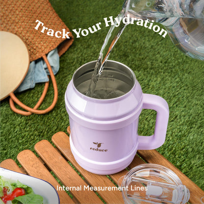 REDUCE Cold1 50 oz Reusable Mug Tumbler with Handle - Insulated Stainless Steel Water Bottle for Home, Office and Gym; Straw or Leakproof Flip Lid, Keeps Drinks Ice Cold All Day - Gloss Sedona