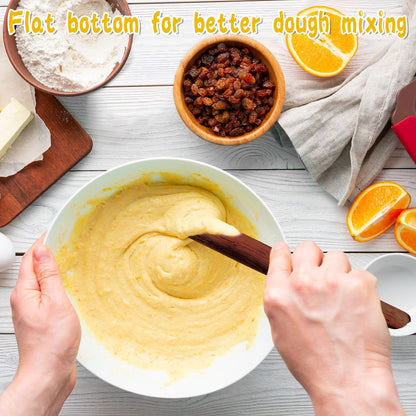 Hillban 2 Pcs 11 Inch Wooden Sourdough Bread Mixing Stir Stick Spurtle Bread Making Tools Wooden Paddle Stirring Stick for Kitchen Cooking(Acacia)