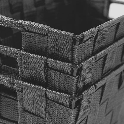 homyfort Woven Shelf Storage Tote Basket Bins Container, Storage Boxes Cube Organizer with Built-in Handles for Bedroom, Office, Closet, Clothes, Kids Room, Nursery 3pk(Grey)