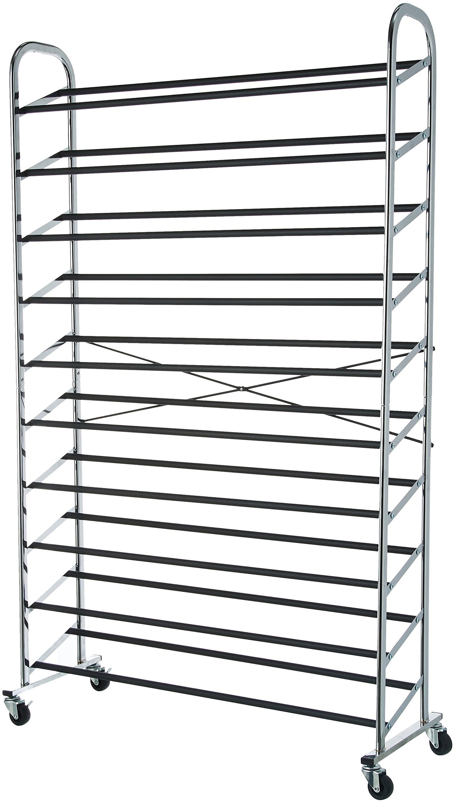 Amazon Basics 50-Pair Shoe Rack Organizer, Chrome, 35.8 x 14.6 x 59.5 inches