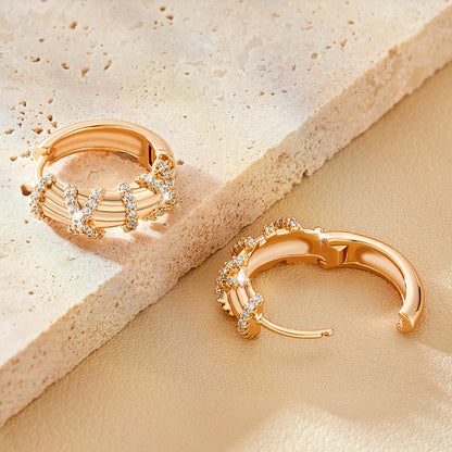 18K Crystal Heart Hoop Earrings for Women with Locket Design, White Crystal Cubic Zirconia Dangling Earrings Fine Jewelry Gifts for Her