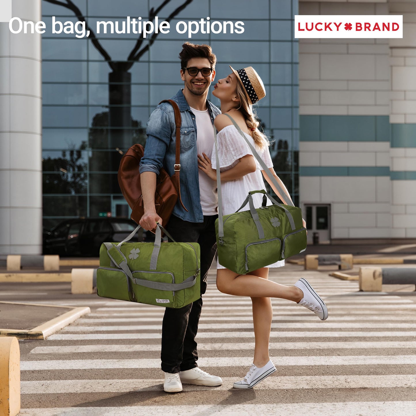 Lucky Travel Duffel Bags 65L, Gym Bag, Travel Bag & Large Duffle Bag for Men, Foldable Overnight Weekender Bags for Women & Men with Adjustable Shoulder Strap, Loden Green