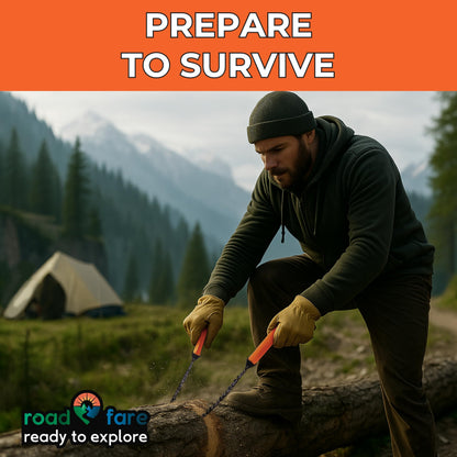 Pocket Chainsaw - 36 Inch Manual Hand Chain - Pocket Saw with 48 Bidirectional Teeth - For Fast Easy Cutting - Camping Survival - Wire Rope Cable Saw - Backpacking Camp Gear