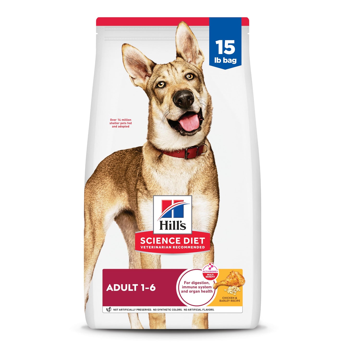 Hill's Science Diet Adult 1-6, Adult 1-6 Premium Nutrition, Dry Dog Food, Chicken & Barley, 15 lb Bag