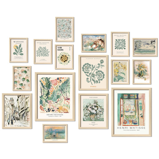ANERZA 16 PCS Sage Green Wall Art Decor, Matisse Wall Prints for Bedroom, Abstract Posters for Room Aesthetic, Wall Collage Kit Pictures for Living Room, Eclectic Boho Vintage Dorm Gallery Home Decor