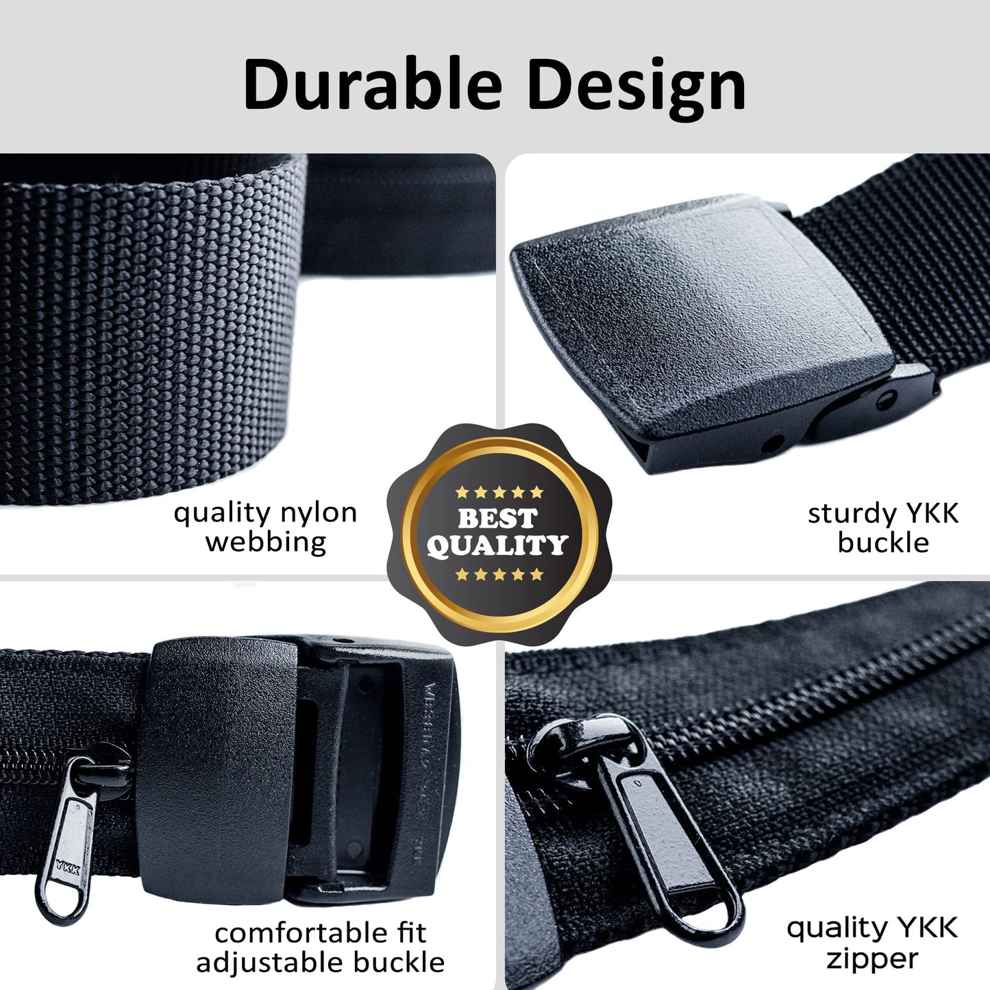 Money Belt for Men Travel Security Belt with Hidden Money Compartment Pocket, Cashsafe Anti-Theft Wallet Non-Metal Buckle