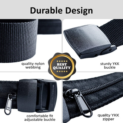 Money Belt for Men Travel Security Belt with Hidden Money Compartment Pocket, Cashsafe Anti-Theft Wallet Non-Metal Buckle