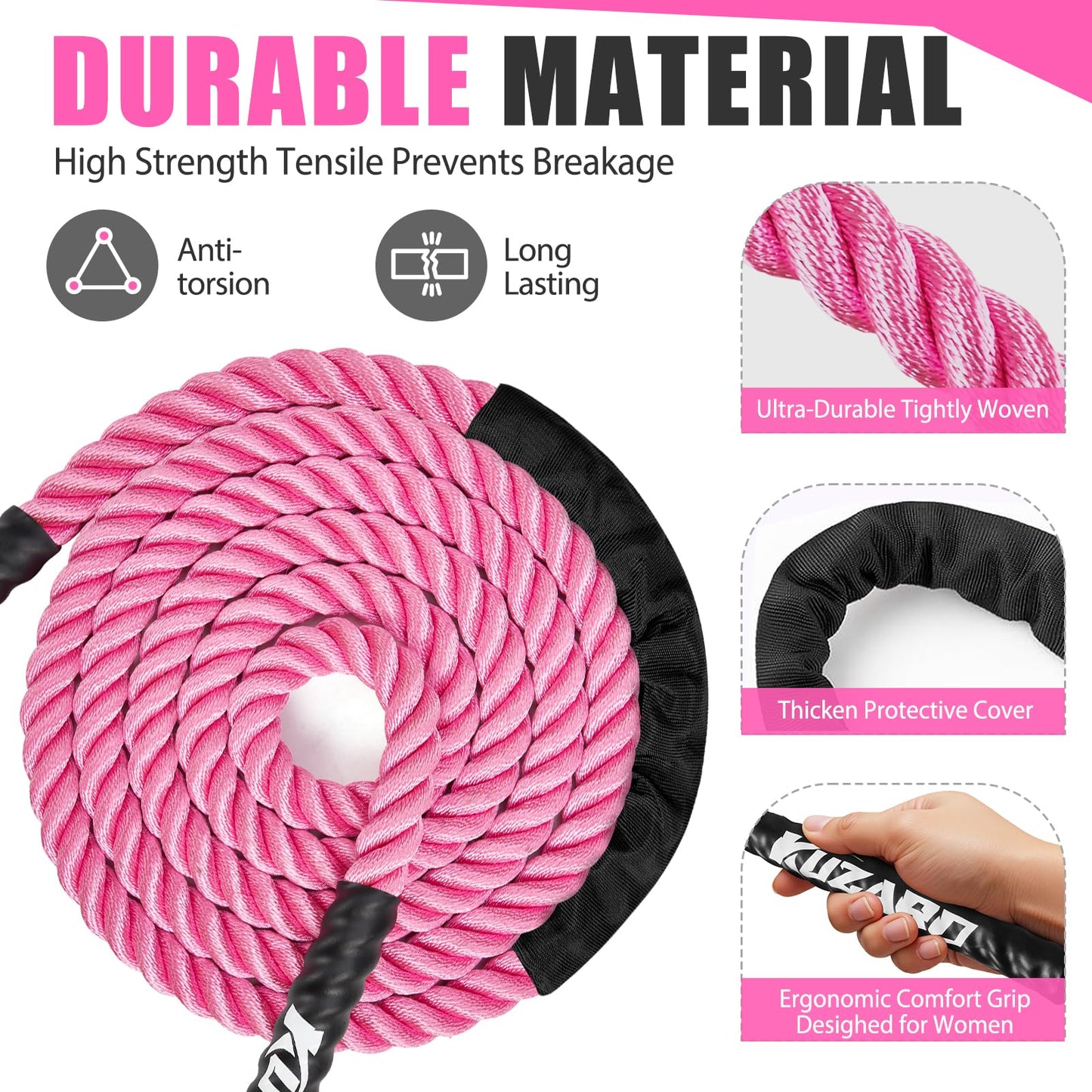 KUZARO Jump Rope, Weighted Jump Rope for Women, 2.5LB Adult Skipping Rope for Fitness, Home Gym Workout Equipment, Heavy Exercise Jumpropes for Weight Loss, Shape body, Strength Training, Total Body Workout