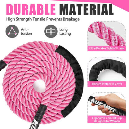 KUZARO Jump Rope, Weighted Jump Rope for Women, 2.5LB Adult Skipping Rope for Fitness, Home Gym Workout Equipment, Heavy Exercise Jumpropes for Weight Loss, Shape body, Strength Training, Total Body Workout