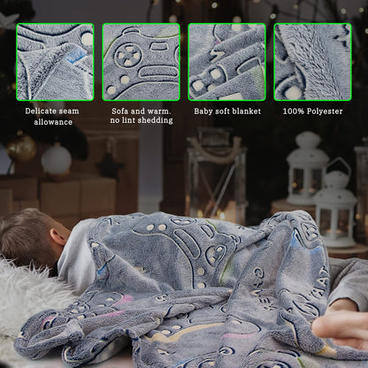 Glow in The Dark Blanket Game Controller Throw Blanket, Toys for Kids Boyfriend, Boys Teen Soft Cozy Gaming Blanket Gamer Gifts Game Decor Blankets for Home Bedroom 80"x60"