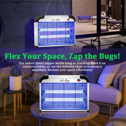 Lulu Home Electric Bug Zapper, Aluminium Indoor Insect Killer for Mosquito, Bug, Fly with Powerful 2800V Grid 20W Bulbs