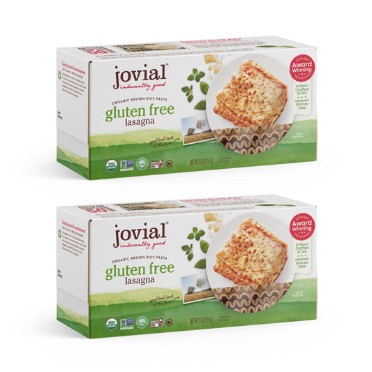 Jovial Gluten Free Lasagna Noodles - Organic Brown Rice Lasagna Pasta, Whole Grain Pasta, Dairy Free, Glyphosate Free, Made in Italy - 9 Oz, 2 Pack
