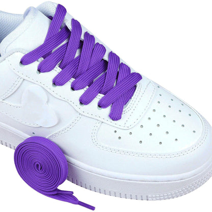 Olukssck 1 Pair Flat Shoe Laces for Sneakers, 2/5" Wide Athletic Shoelaces Dark Purple 28 inch(71cm)