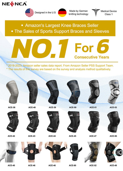 NEENCA Professional Knee Brace for Pain Relief, Medical Knee Compression Sleeve, Knee Support with Horizontal Knit Tech for Meniscus Tear, ACL, Arthritis, Joint Pain, Runner, Workout