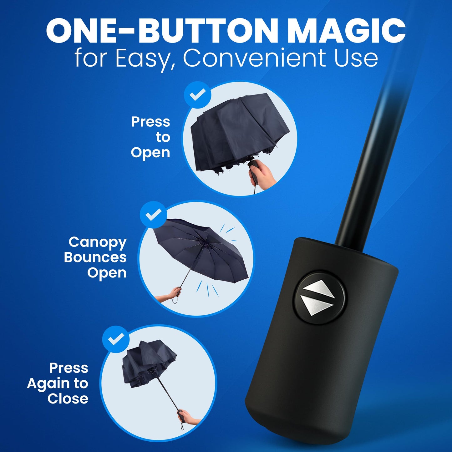 Rain-Mate Windproof Compact Umbrellas for Rain - Portable Folding Windproof Umbrella - Auto Open & Close Button