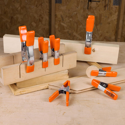 PONY 6-inch, 4-inch Heavy Duty Metal Spring Clamps Set, 2-inch, 1-inch Jaw opening, with Protective Handles and Tips, 10-piece