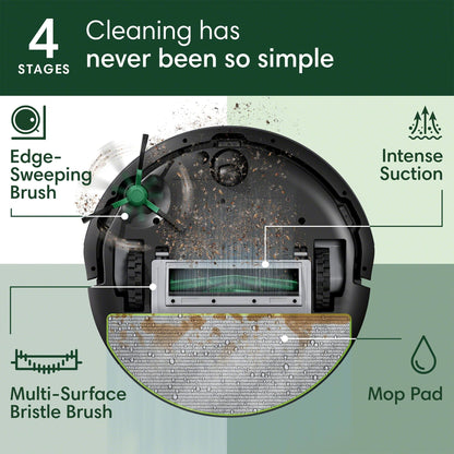 iRobot Roomba 104 Robot Vacuum & Mop - Self-Empties for 75 Days (Over 10 Weeks), Strong Power-Lifting Suction, Vacuums All Floors, Mops Hard Floors, LiDAR Smart Navigation Mapping, Cleans in Neat Rows