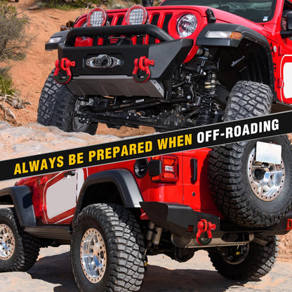 Nilight 2 Pack 3/4" D-Ring Shackle 4.75 Ton (9500 Lbs) Capacity with 7/8" Pin Heavy Duty Off Road Recovery Shackle with Isolators & Washer Kit for Jeep Truck Vehicle, Red (90053B)