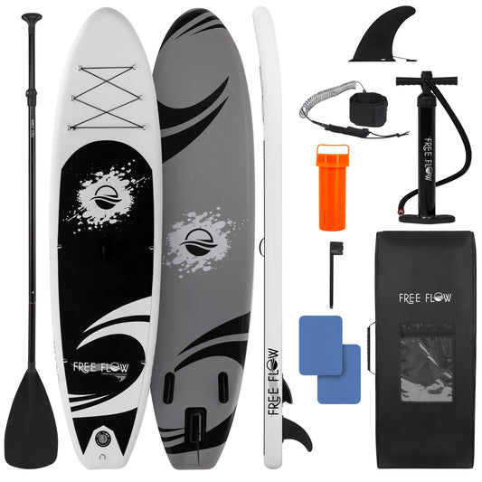 SereneLife Inflatable Stand Up Paddle Board (6 Inches Thick) with Premium SUP Accessories & Carry Bag | Wide Stance, Bottom Fin for Paddling, Surf Control, Non-Slip Deck | Youth & Adult Standing Boat