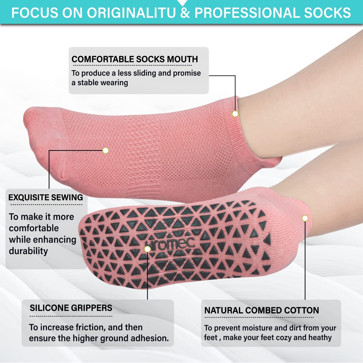 Non Slip Yoga Socks with Grips for Pilates, Ballet, Barre, Barefoot,Bikram,Hospital Anti Skid Socks for Women and Men
